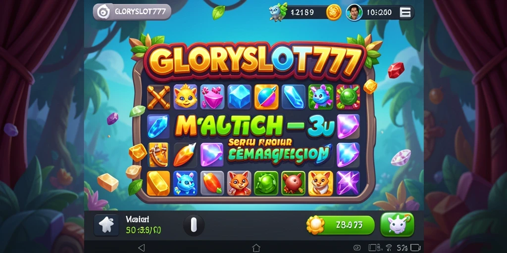 Tampilan menarik GLORYSLOT777 saat gameplay Match-3.