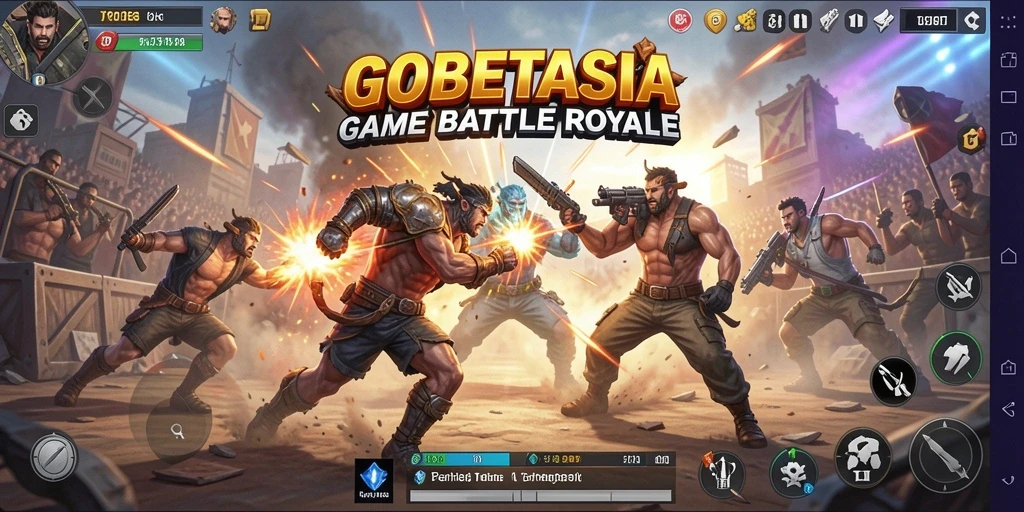 Screenshot gameplay GOBETASIA menampilkan aksi Battle Royale yang mendebarkan.