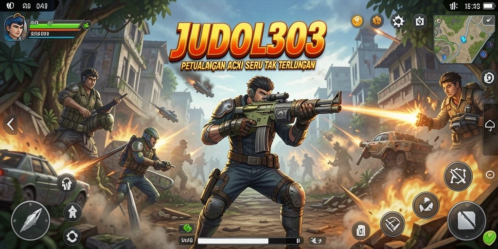 Tampilan aksi seru dalam gameplay JUDOL303 saat bertarung.