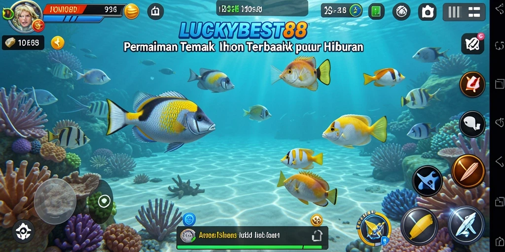 Tampilan gameplay seru LUCKYBEST88 saat menangkap ikan.