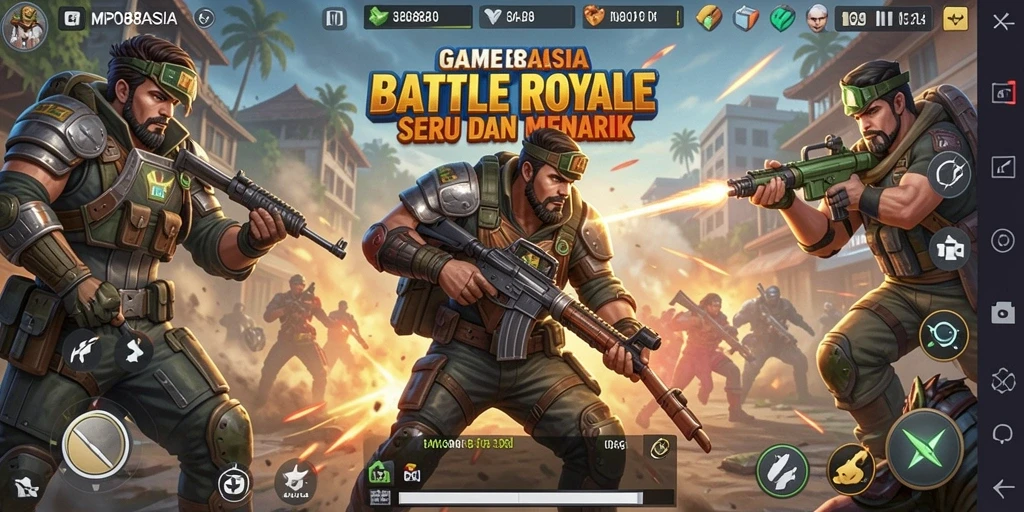 Tampilan gameplay seru MPO88ASIA dalam pertempuran Battle Royale.