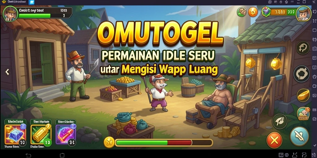Tangkapan layar utama OMUTOGEL menampilkan gameplay Idle yang menarik.