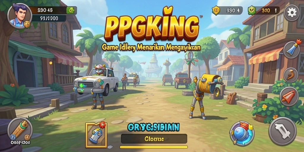 Screenshot gameplay <strong>PGKING</strong> menampilkan kemajuan karakter dalam mode Idle yang menarik.