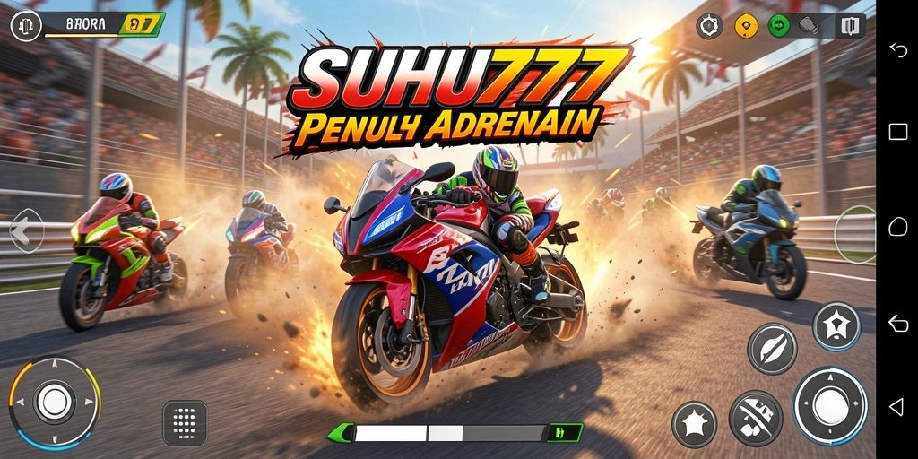 Tampilan gameplay balapan motor yang menegangkan.
